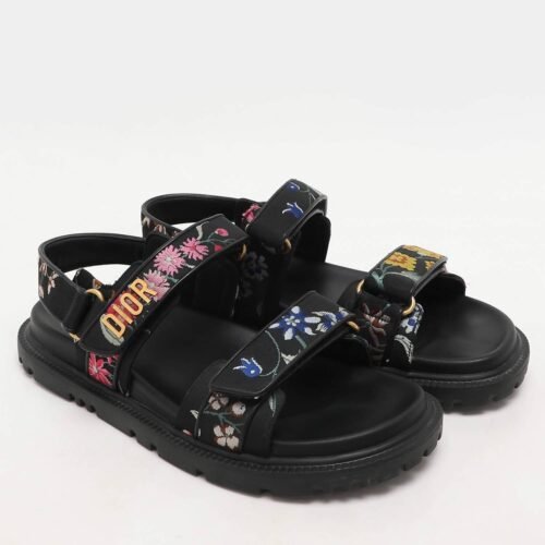Dior - Pre-loved Women Floral Jacquard Dioract Flat Sandals