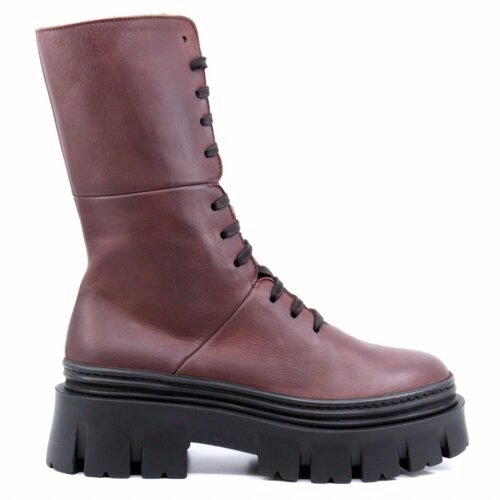 Lofina - Chunky Leather Lace Up Boots