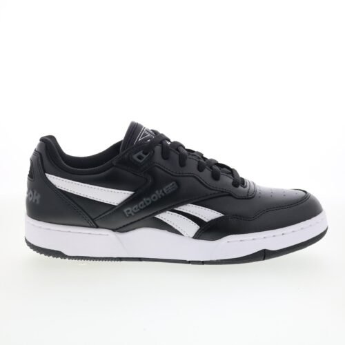 Reebok BB 4000 II Mens Black Leather Lace Up Lifestyle Sneakers Shoes