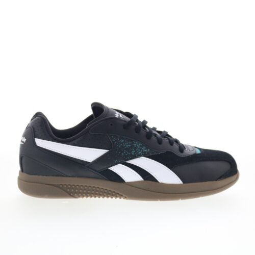 Reebok Hammer Street Mens Black Leather Lace Up Lifestyle Sneakers Shoes