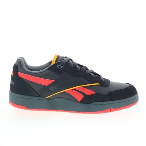 Reebok Bb 4000 II Mens Black Leather Lace Up Lifestyle Sneakers Shoes