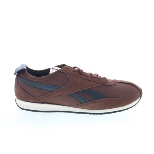 Reebok R400 Mens Brown Leather Lace Up Lifestyle Sneakers Shoes