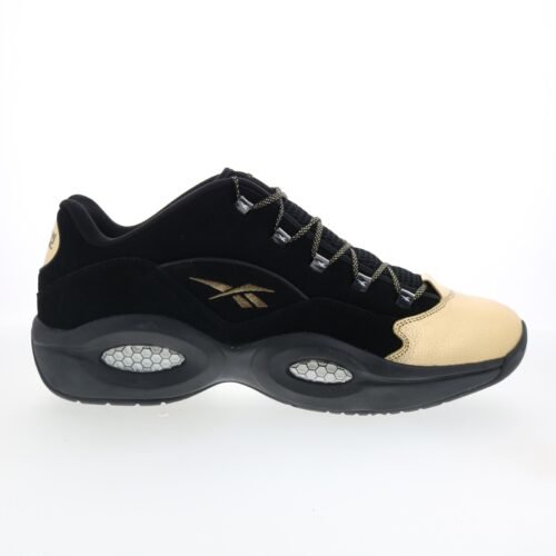 Reebok Question Low Mens Black Suede Lace Up Athletic Basketball Shoes