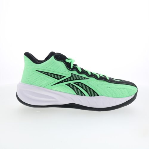 Reebok Press Mens Green Mesh Lace Up Athletic Basketball Shoes