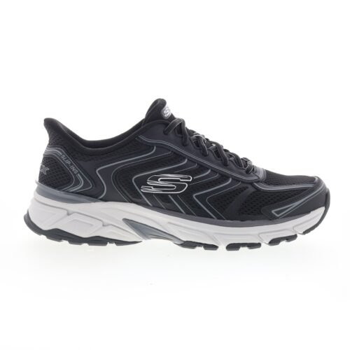 Skechers Slip-ins Stamina Sport Mens Black Leather Lifestyle Sneakers Shoes