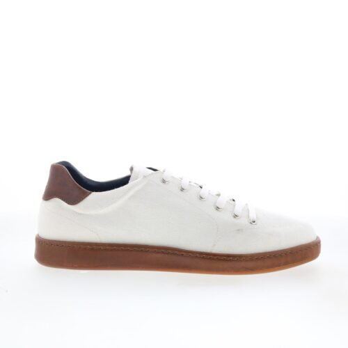 Di Bianco Arsoli Mens White Canvas Lace Up Lifestyle Sneakers Shoes