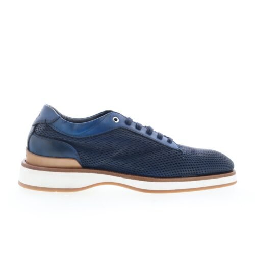 Di Bianco Avelino Mens Blue Leather Lace Up Lifestyle Sneakers Shoes