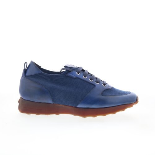 Di Bianco Forza Mens Blue Leather Lace Up Lifestyle Sneakers Shoes