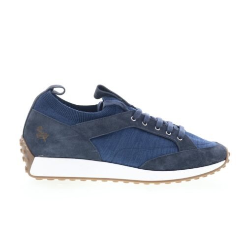 Pastori by Di Bianco Gratain Mens Blue Suede Lace Up Lifestyle Sneakers Shoes