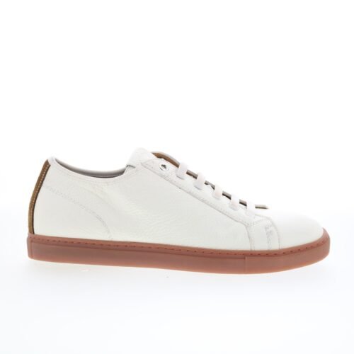 Di Bianco Julius Mens White Leather Lace Up Lifestyle Sneakers Shoes