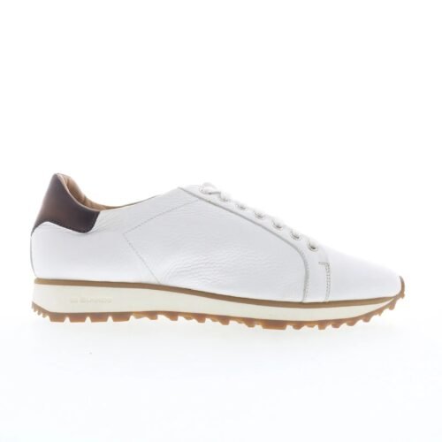 Di Bianco SB307 Mens White Leather Lace Up Lifestyle Sneakers Shoes