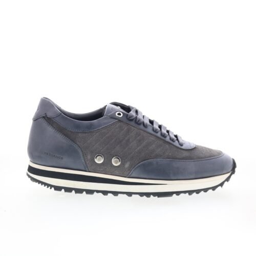 Di Bianco Daytona Leather Suede Mens Blue Leather Lifestyle Sneakers Shoes