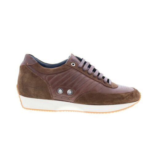Di Bianco Daytona Luxe Mens Brown Leather Lace Up Lifestyle Sneakers Shoes
