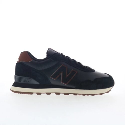 New Balance 515 ML515ADB Mens Black Leather Lace Up Lifestyle Sneakers Shoes