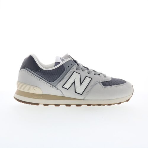 New Balance 574 U57418X Mens Gray Leather Lace Up LifeStyle Sneakers Shoes