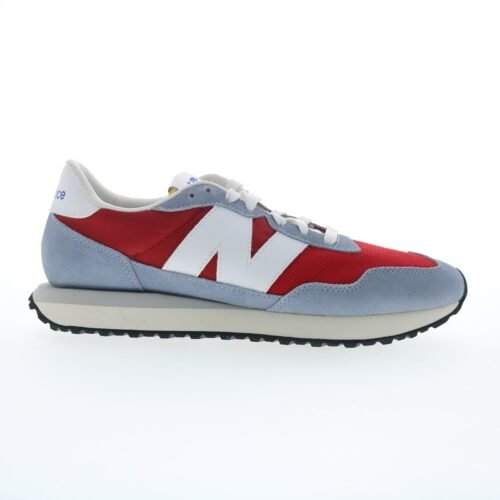New Balance 237 XMS237VB Mens Red Suede Lace Up Lifestyle Sneakers Shoes